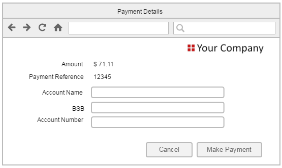Figure 3 Example 'Payment Details' page for bank account