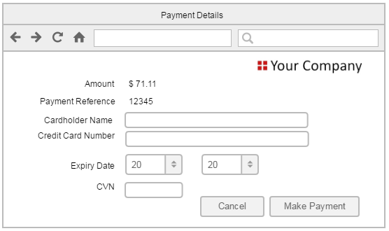 Example 'Payment Details' page