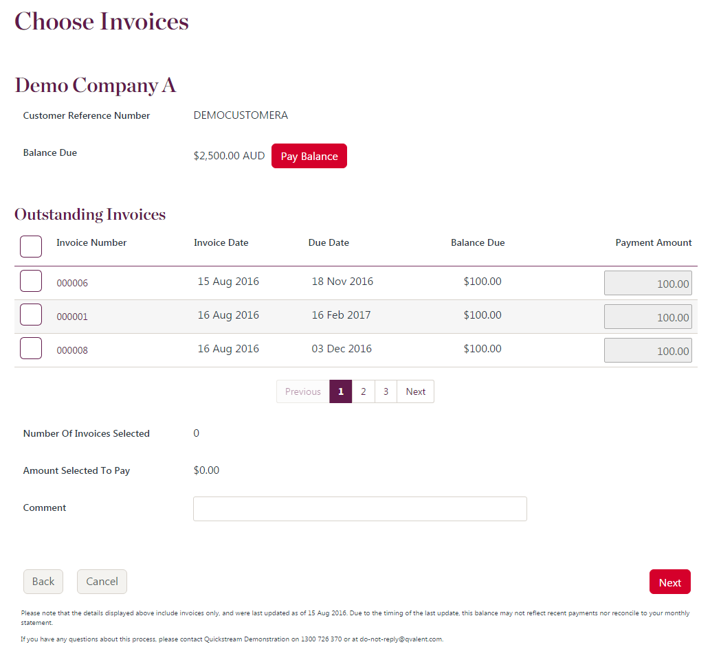 Choose invoices page.