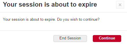 Example of the "Your session is about to expire" pop-up.
