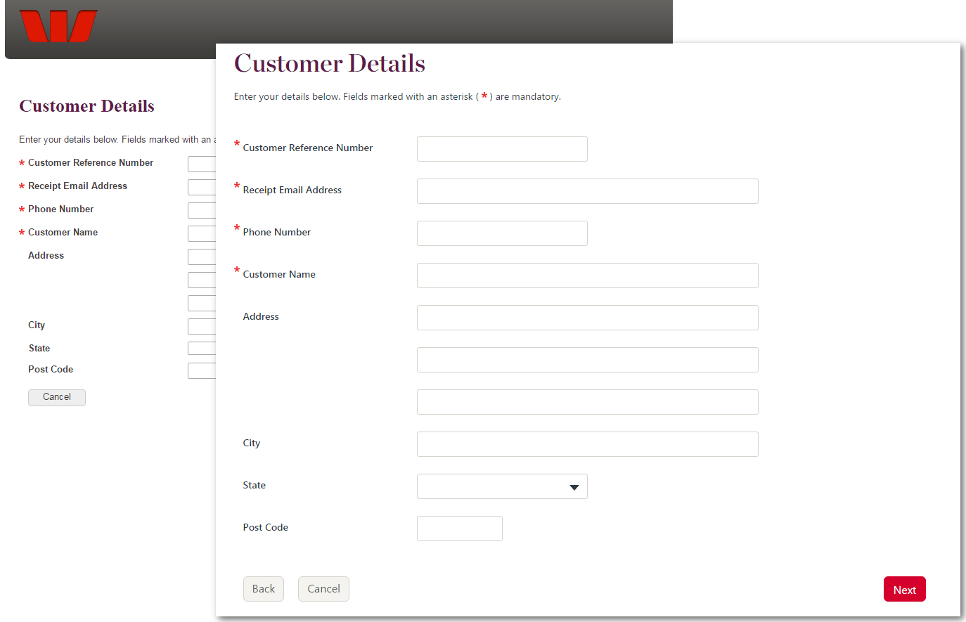 Example of a customised look and feel for the payment and management pages.